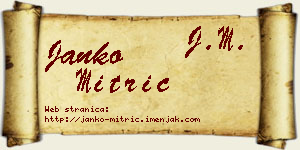 Janko Mitrić vizit kartica